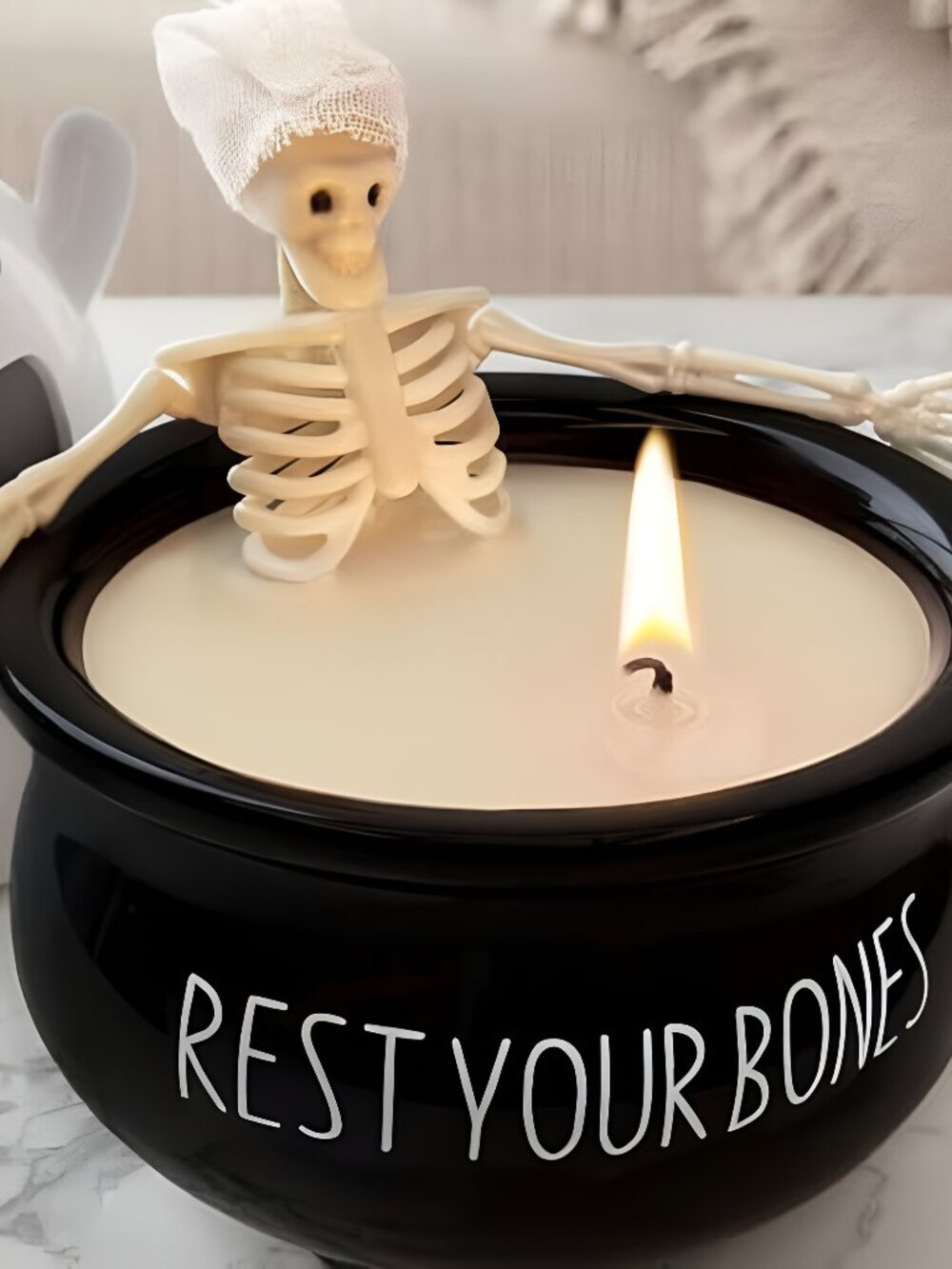 Halloween Decorations Indoor - Cute Skeleton Candles Decor